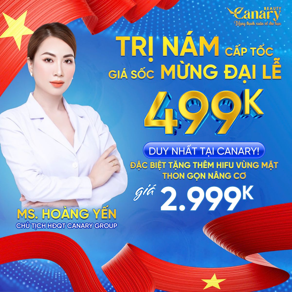 Canary Beauty sale sốc mừng đại lễ trị nám 499k